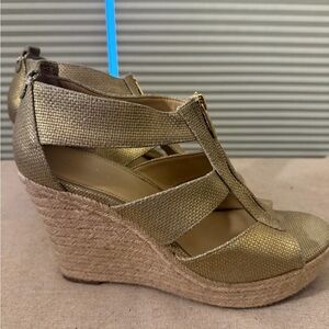 Michael Kors Metallic Gold Wedge Sandals